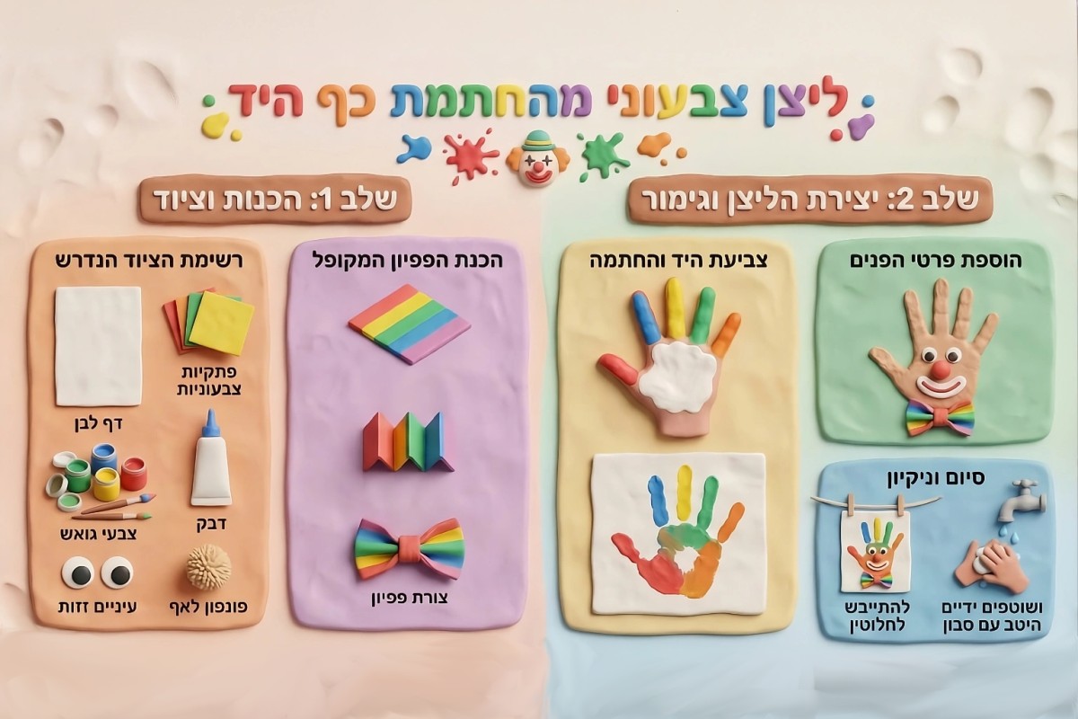 ליצן צבעוני מהחתמת כף היד